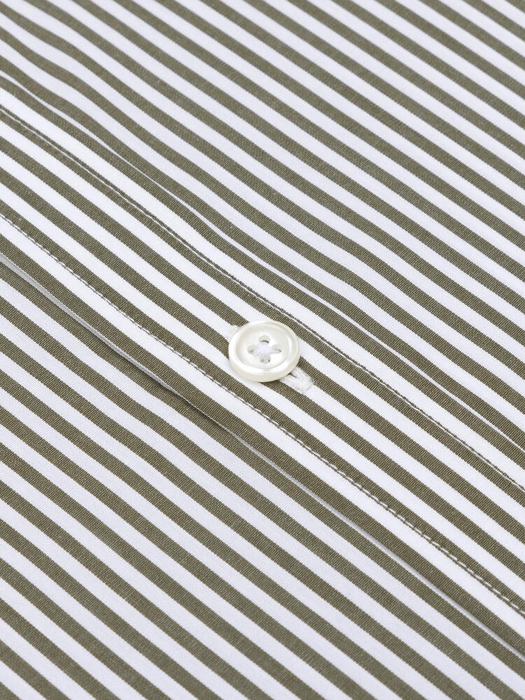 Camisa Davin de rayas caqui - Cuello abotonado