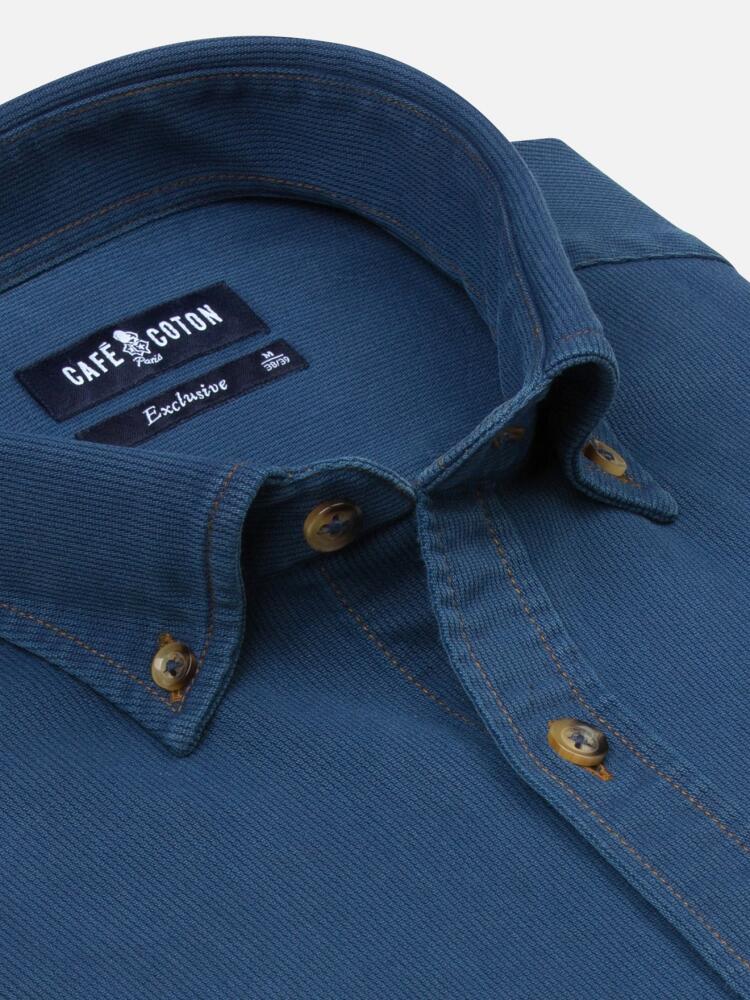 Dee piqué denim shirt - Button-down collar