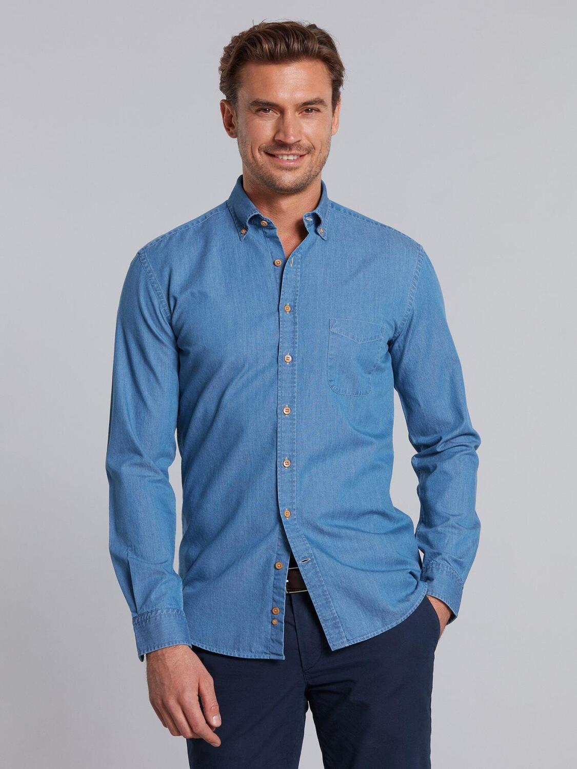 Blue denim shirt - Button down collar