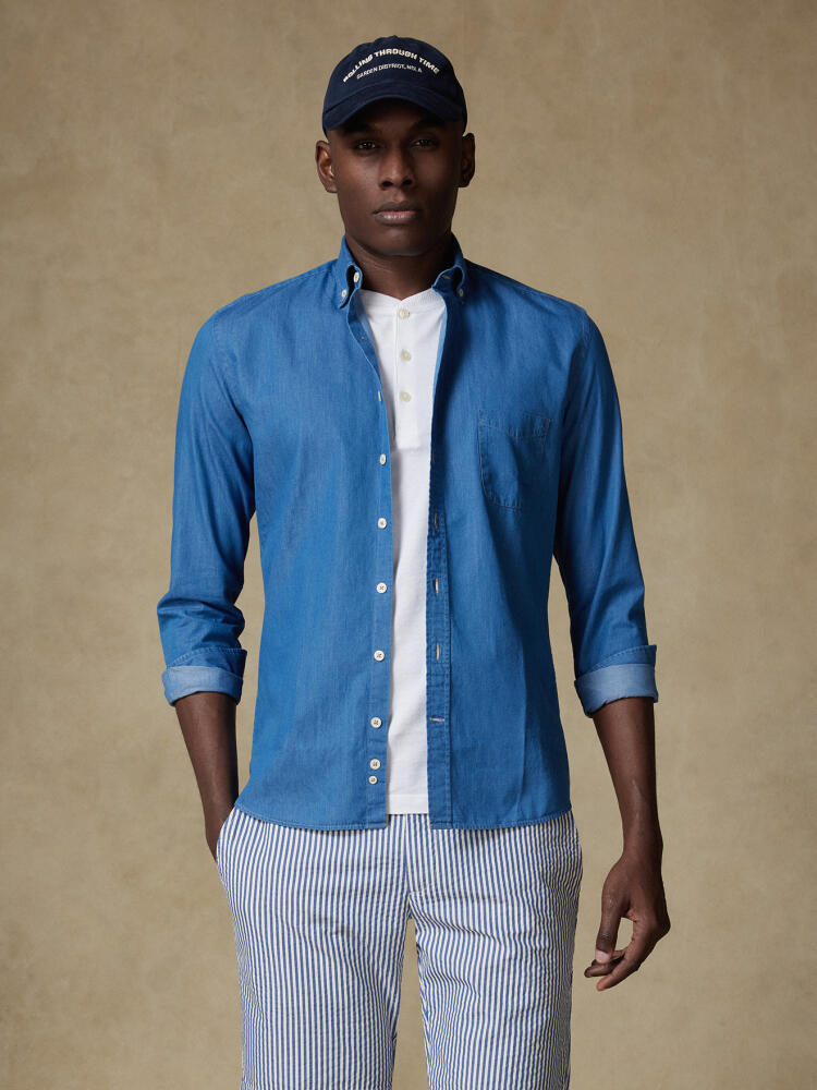 Denim Hemd himmelblau   - Button down Kragen