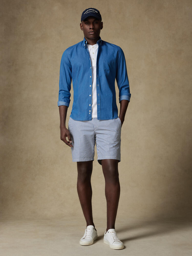 Denim Hemd himmelblau   - Button down Kragen