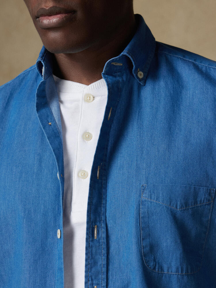 Denim Hemd himmelblau   - Button down Kragen
