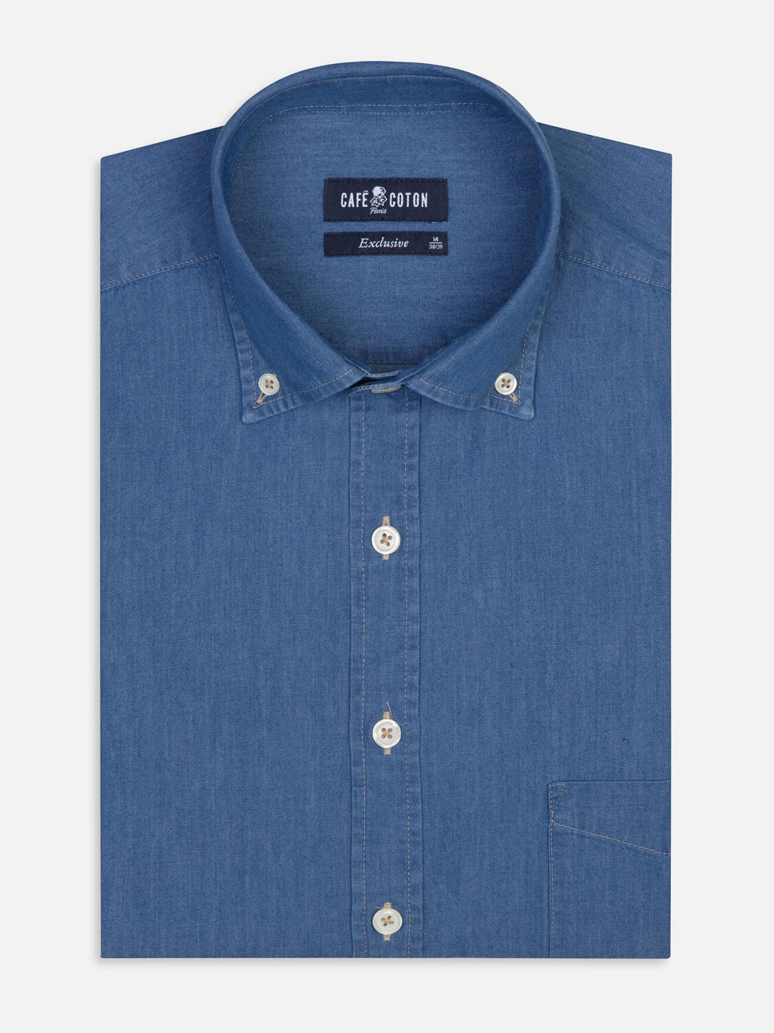 Overhemd in denim lichtblauw - Buttown down