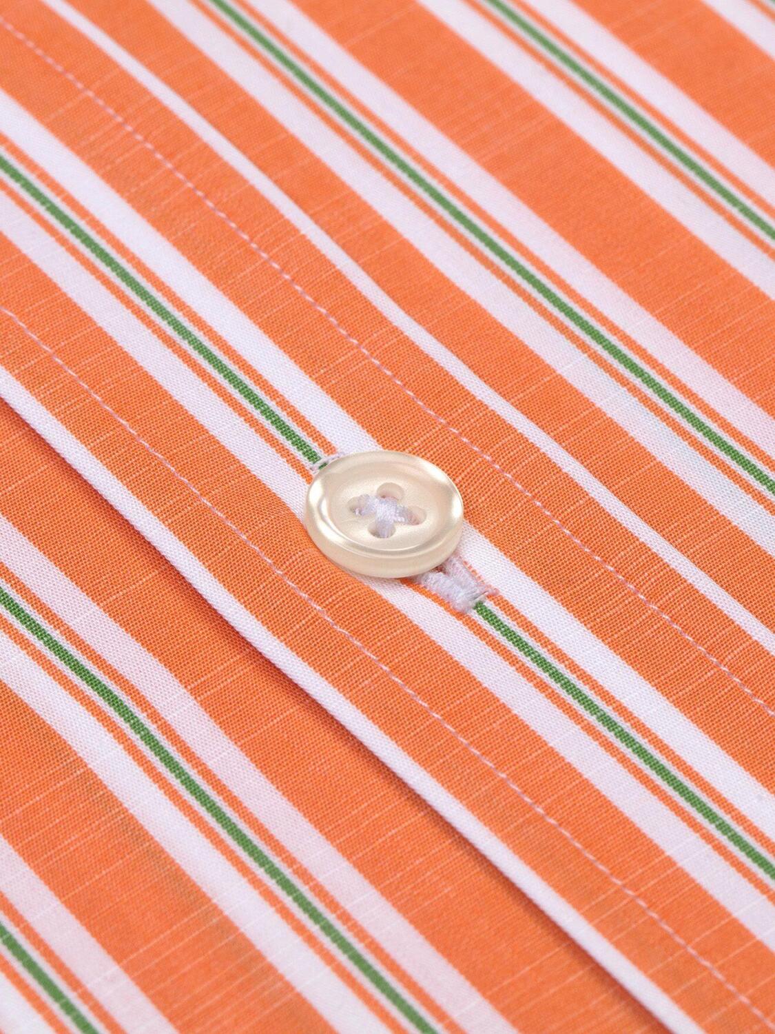 Chemise Devon &agrave; rayures orange et vertes - Col Boutonn&eacute;