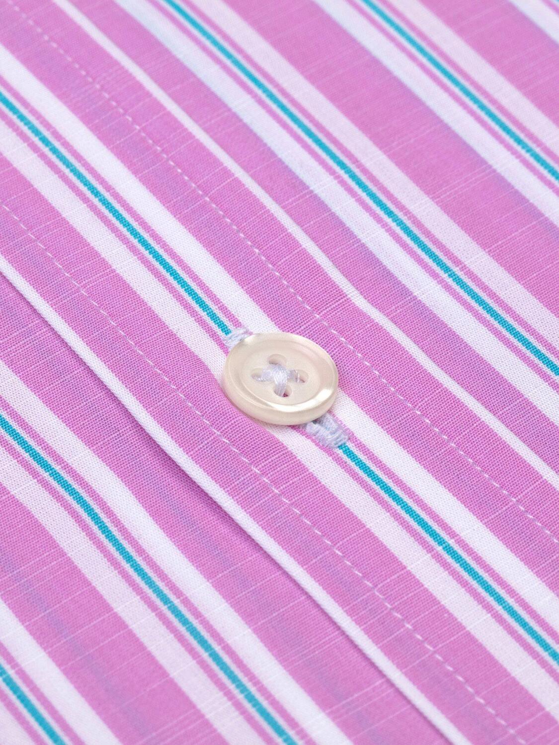 Chemise Devon &agrave; rayures roses et turquoises - Col Boutonn&eacute;