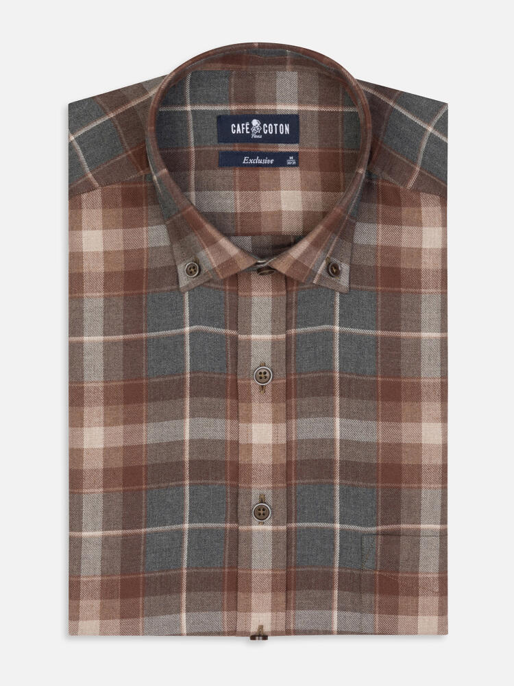 Don Grey Tartan Shirt - Button down collar