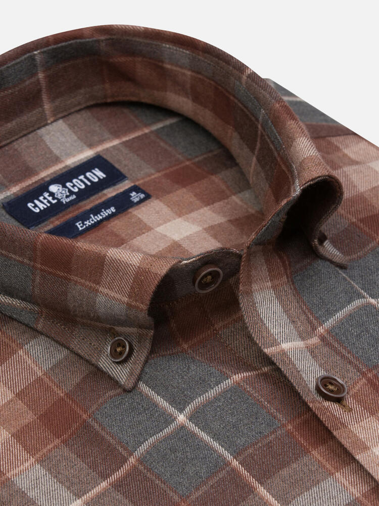 Don Grey Tartan Shirt - Button down collar