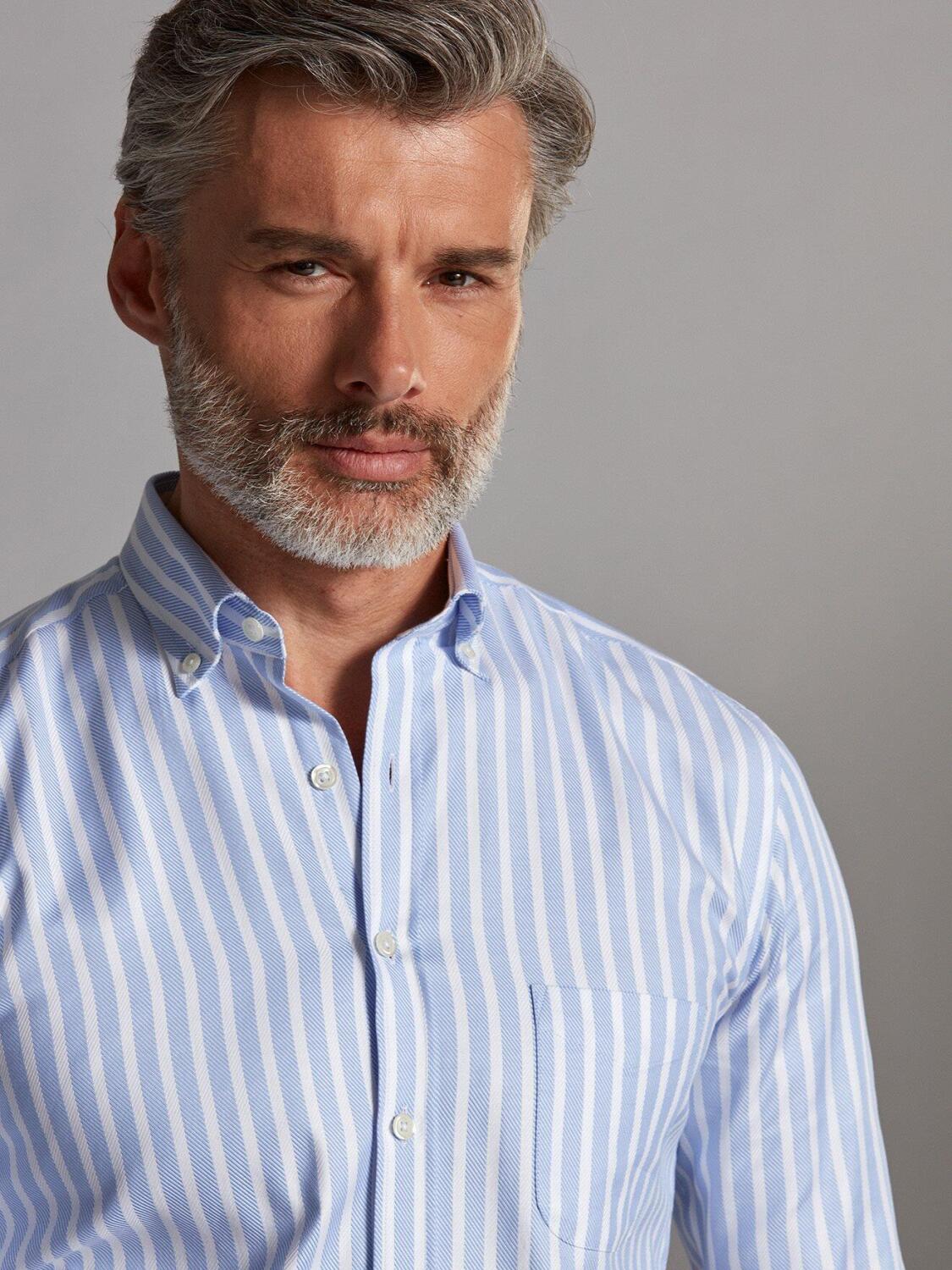 Don sky blue striped shirt - Button-down collar