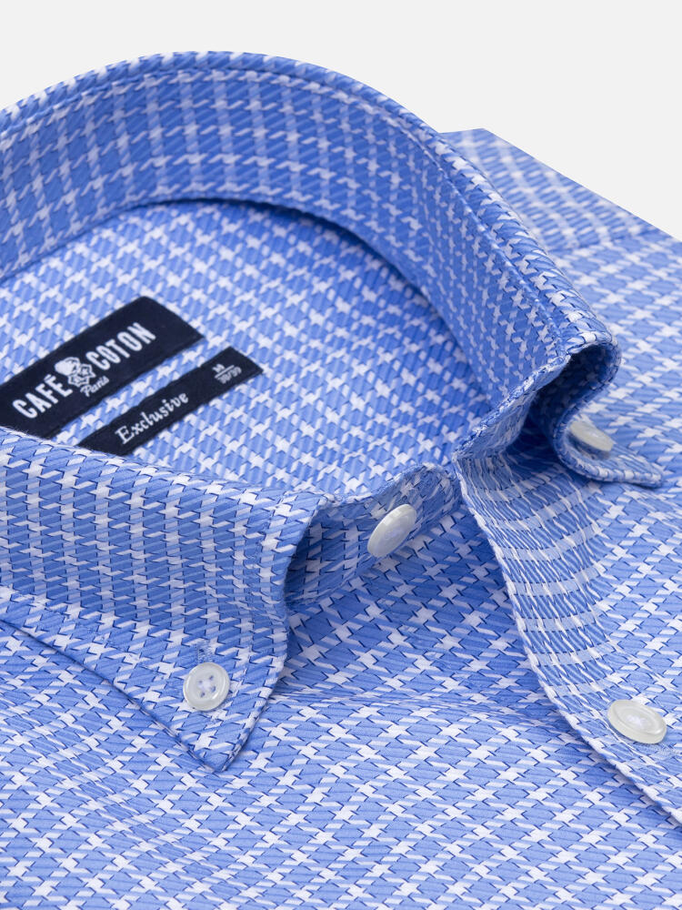 Eddy himmelblau kariertes Hemd - Button down Kragen