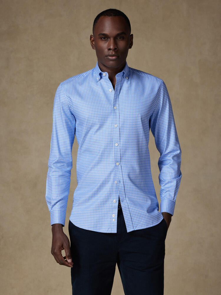 Eddy himmelblau kariertes Hemd - Button down Kragen