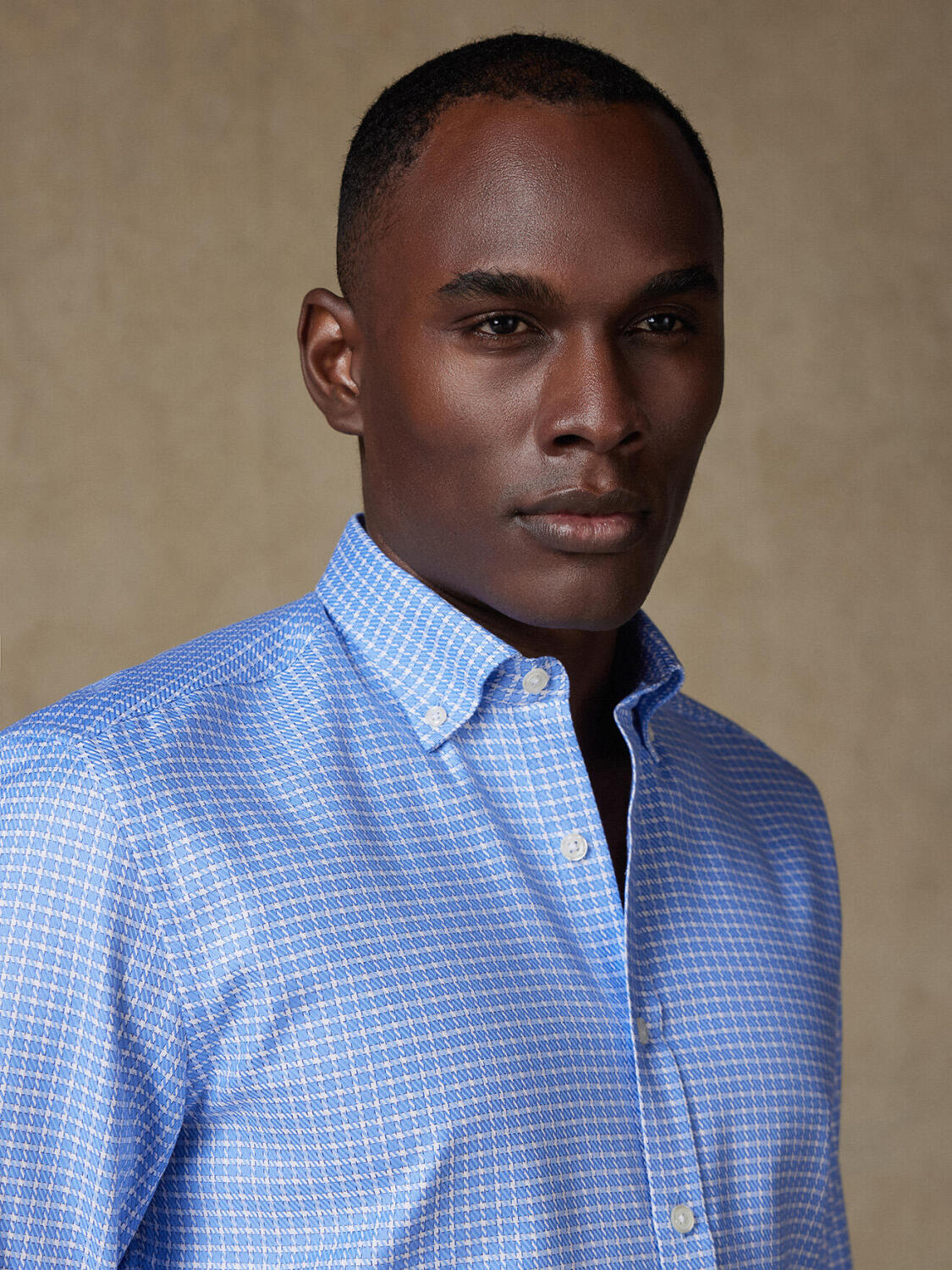 Chemise Eddy à carreaux ciel - Col Boutonné