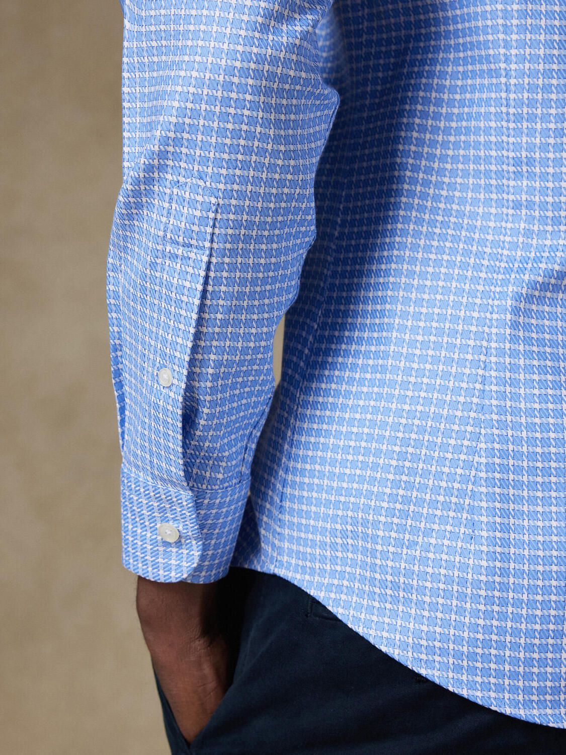 Chemise Eddy à carreaux ciel - Col Boutonné