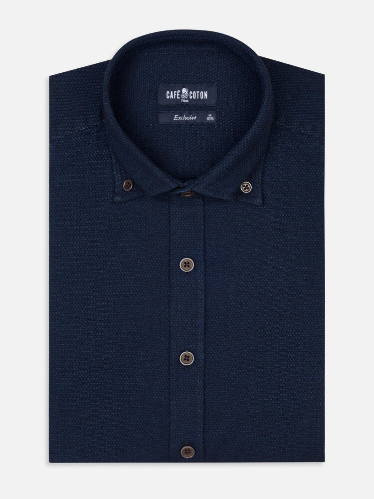 Chemise Eli en oxford indigo - Col Boutonné