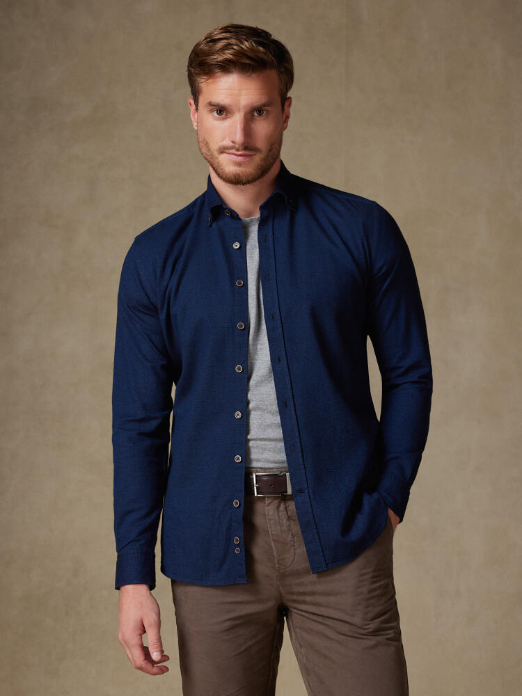 Chemise Eli en oxford indigo - Col Boutonné