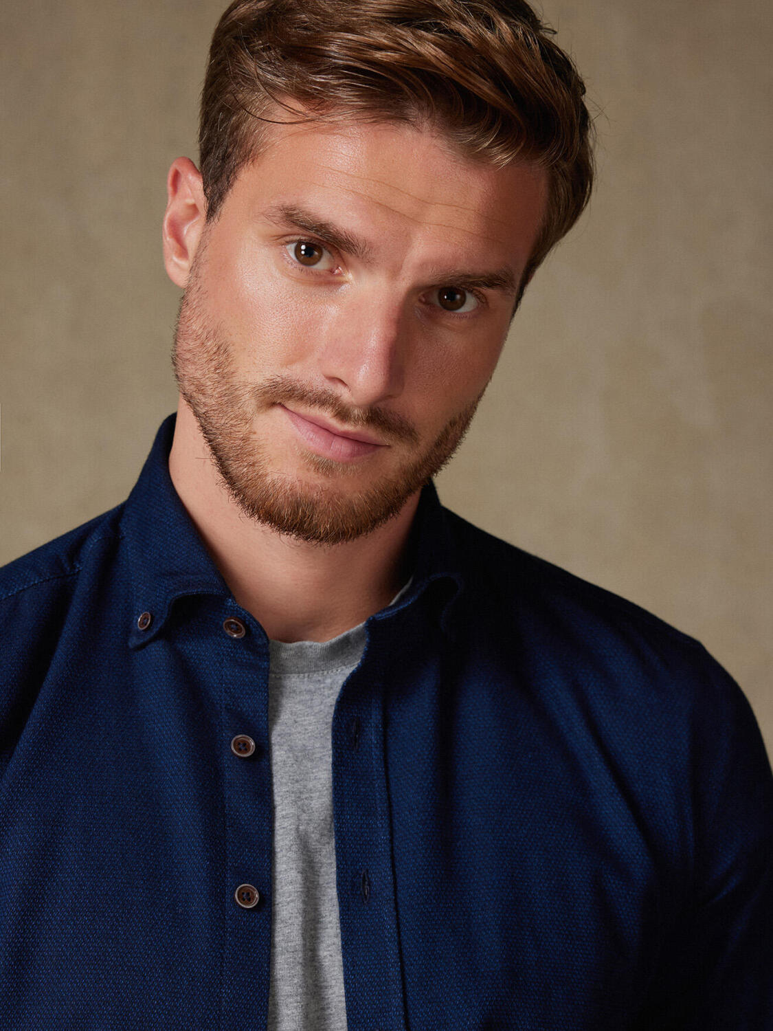 Eli indigo oxford Hemd - Button down Kragen