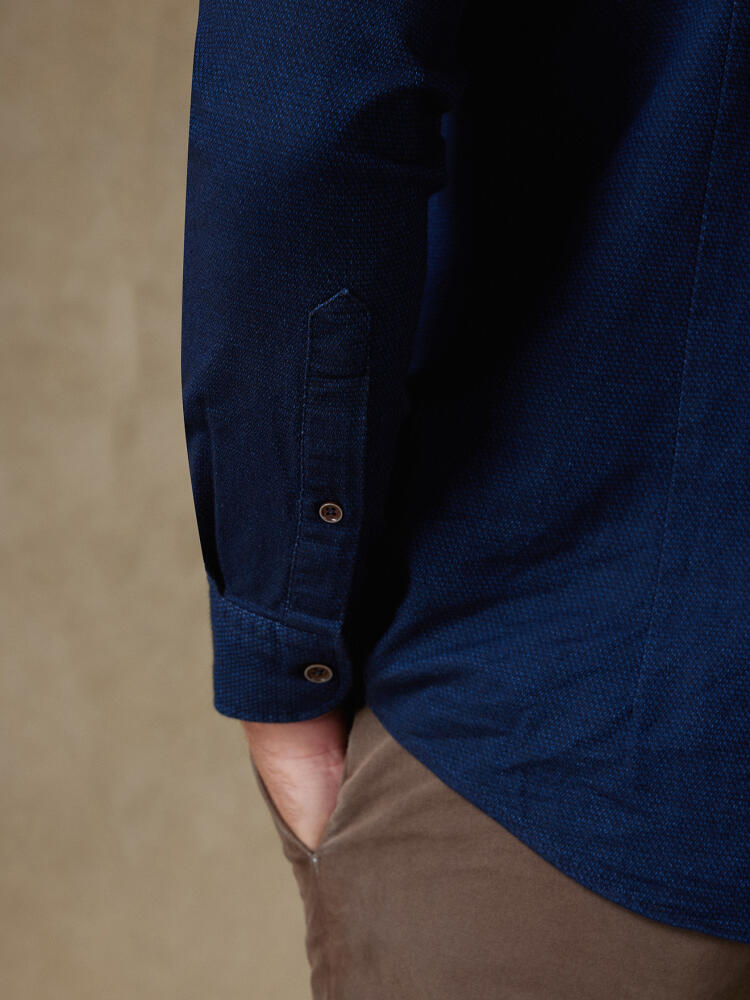 Chemise Eli en oxford indigo - Col Boutonné