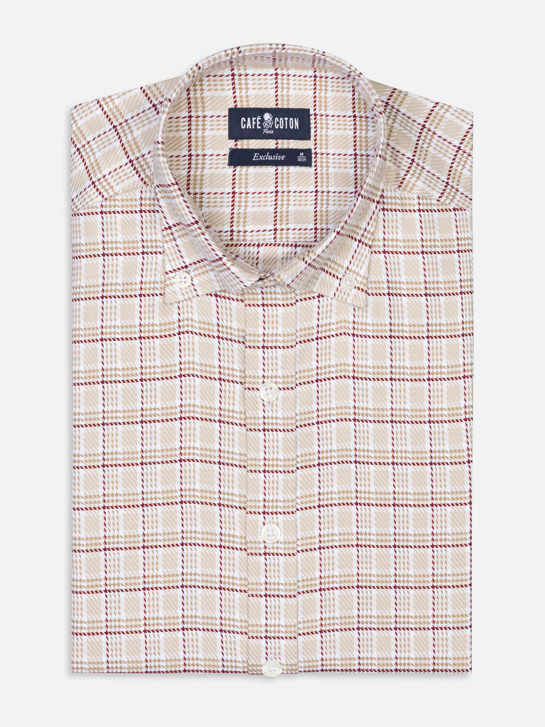 Camisa Elli a cuadros beige - Con botones