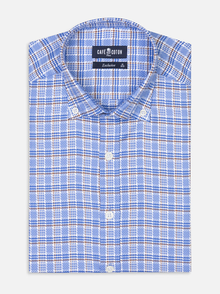 Camisa Elli a cuadros azul cielo - Con botones