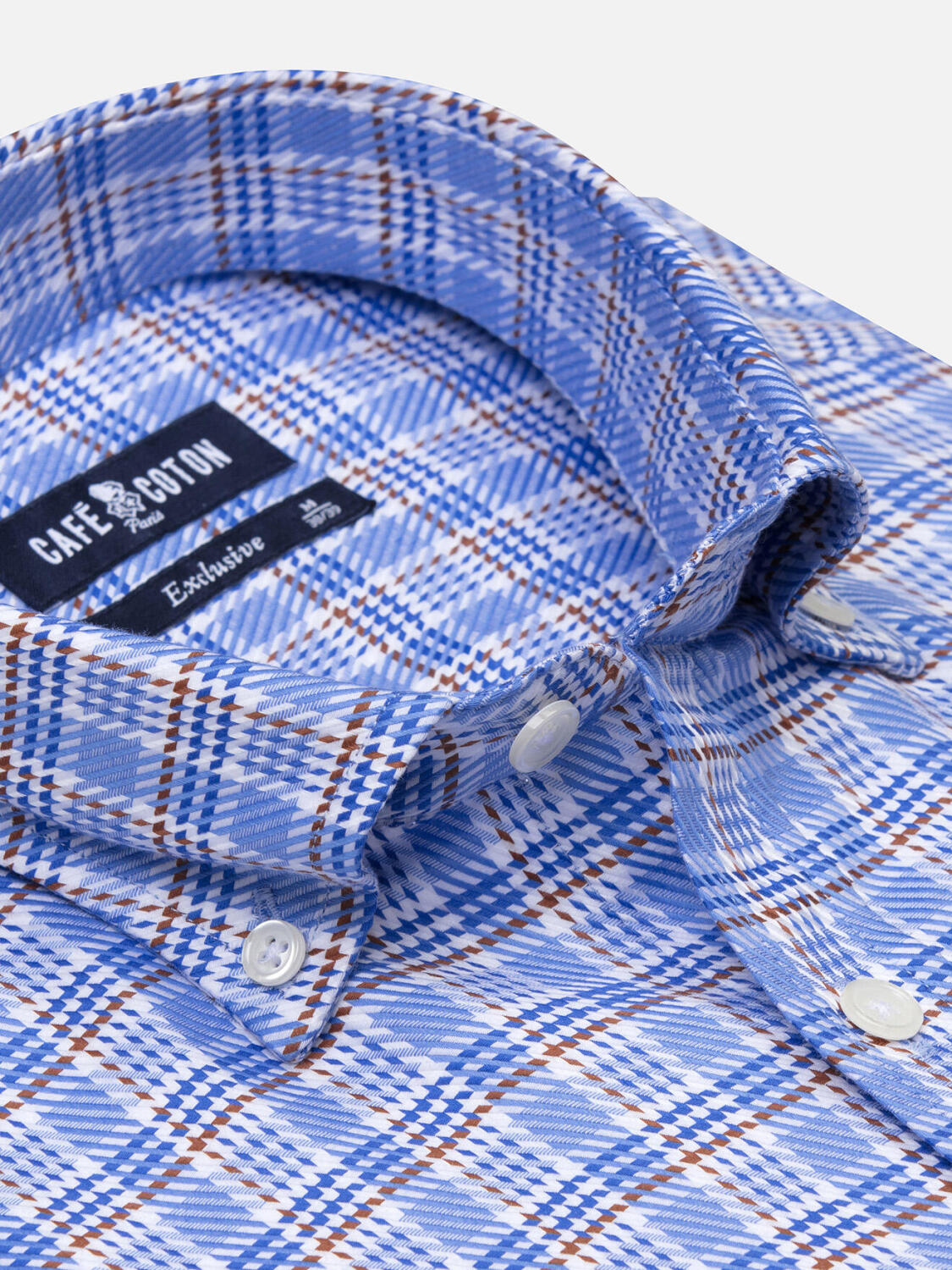 Camisa Elli a cuadros azul cielo - Con botones