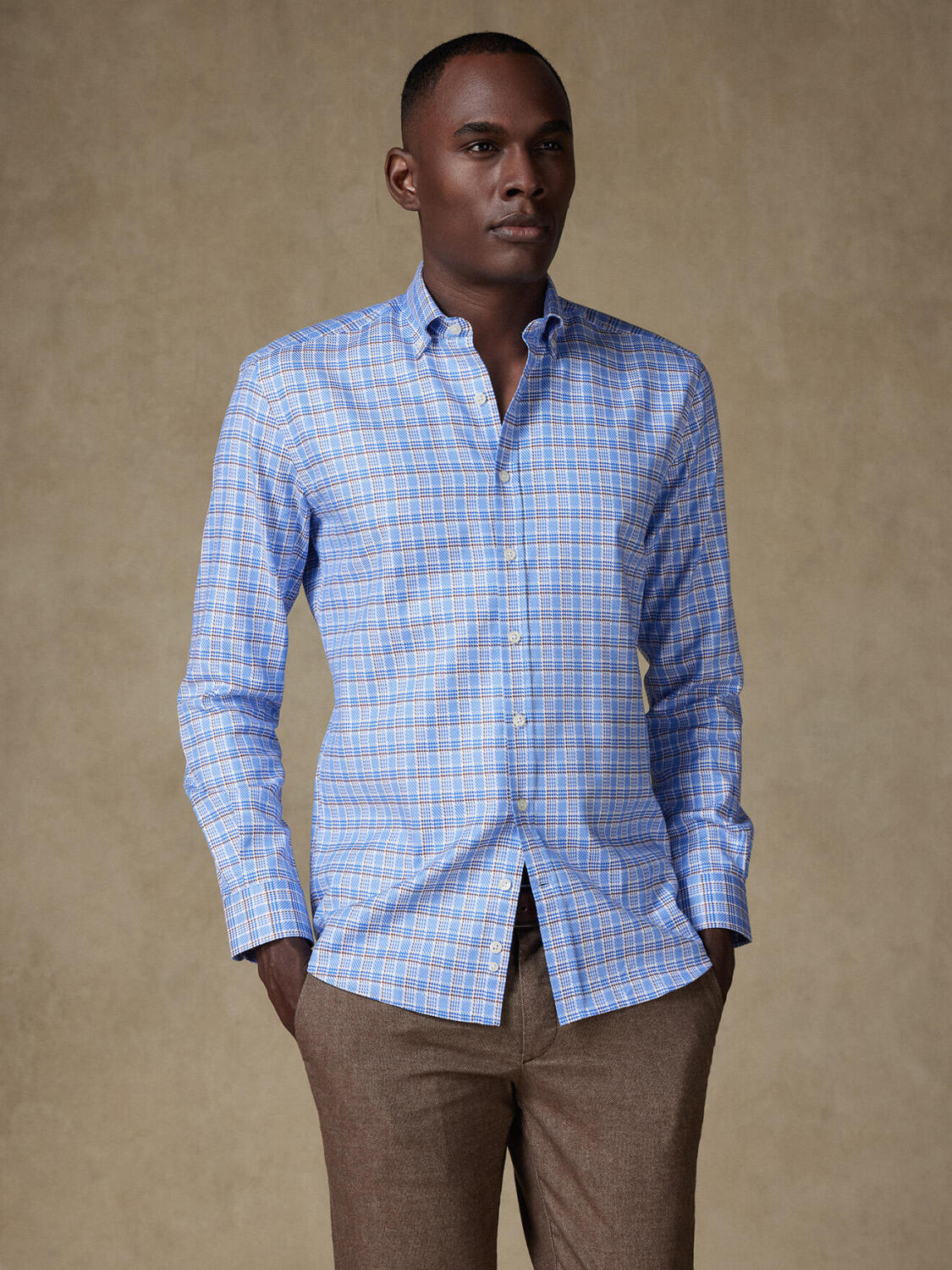 Camisa Elli a cuadros azul cielo - Con botones