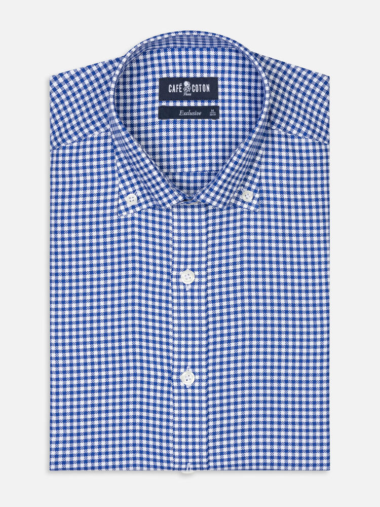 Elliott navy check Hemd - Button down Kragen