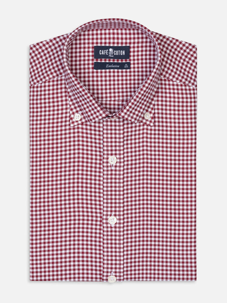 Elliott burgundy checkered shirt - Buttoned down collar