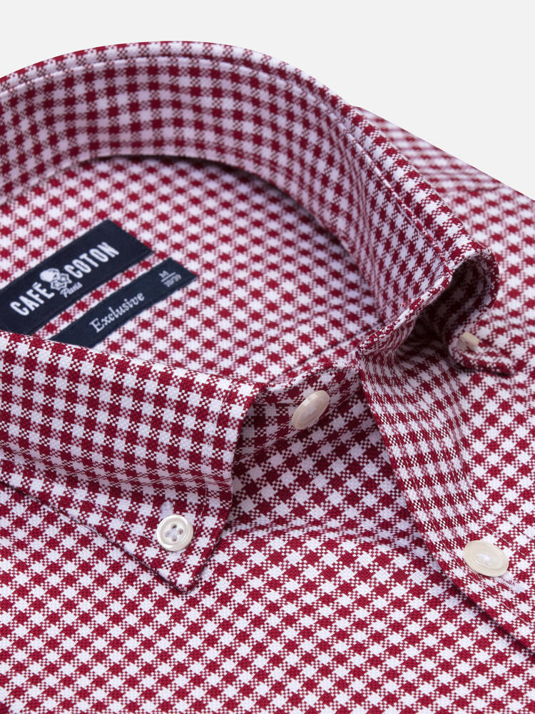 Elliott burgundy checkered shirt - Buttoned down collar