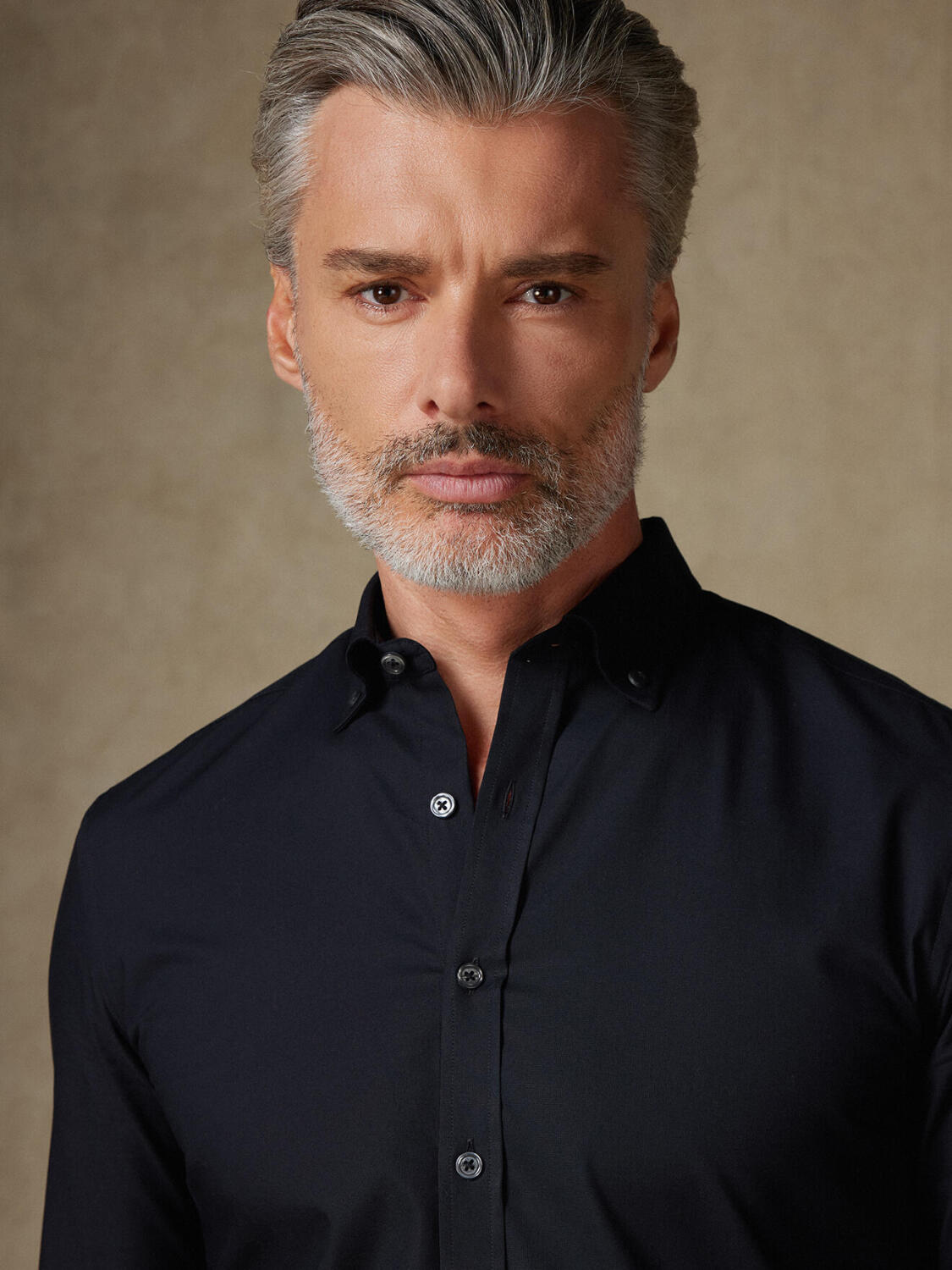 Ellis zwart micro-oxford overhemd - Button down Kraag