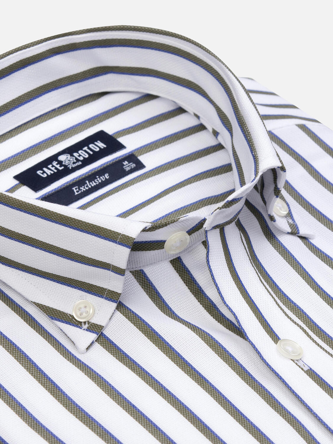 Camicia Elton a righe kaki - Con buttoncini