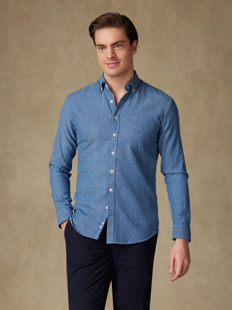 Chemise Erick indigo - Col Boutonné