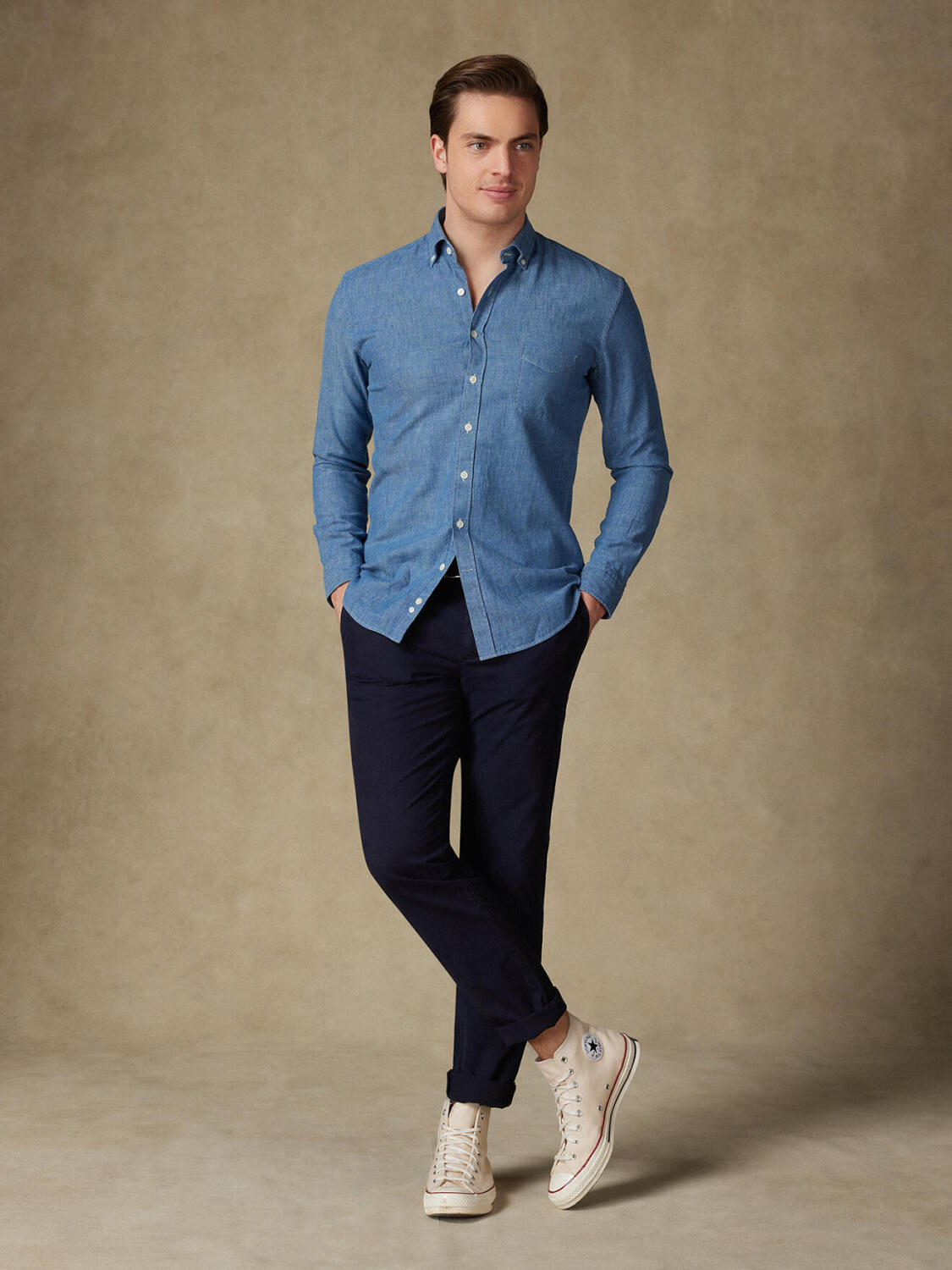 Erick denim overhemd - Button-down kraag