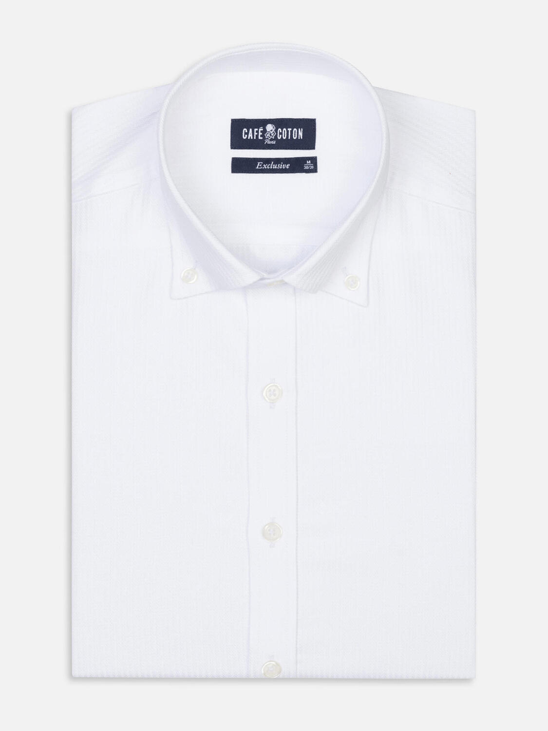 Chemise Ethan en chevron blanc - Col Boutonné