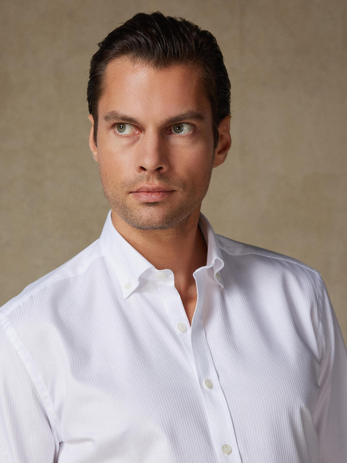 Chemise Ethan en chevron blanc - Col Boutonné