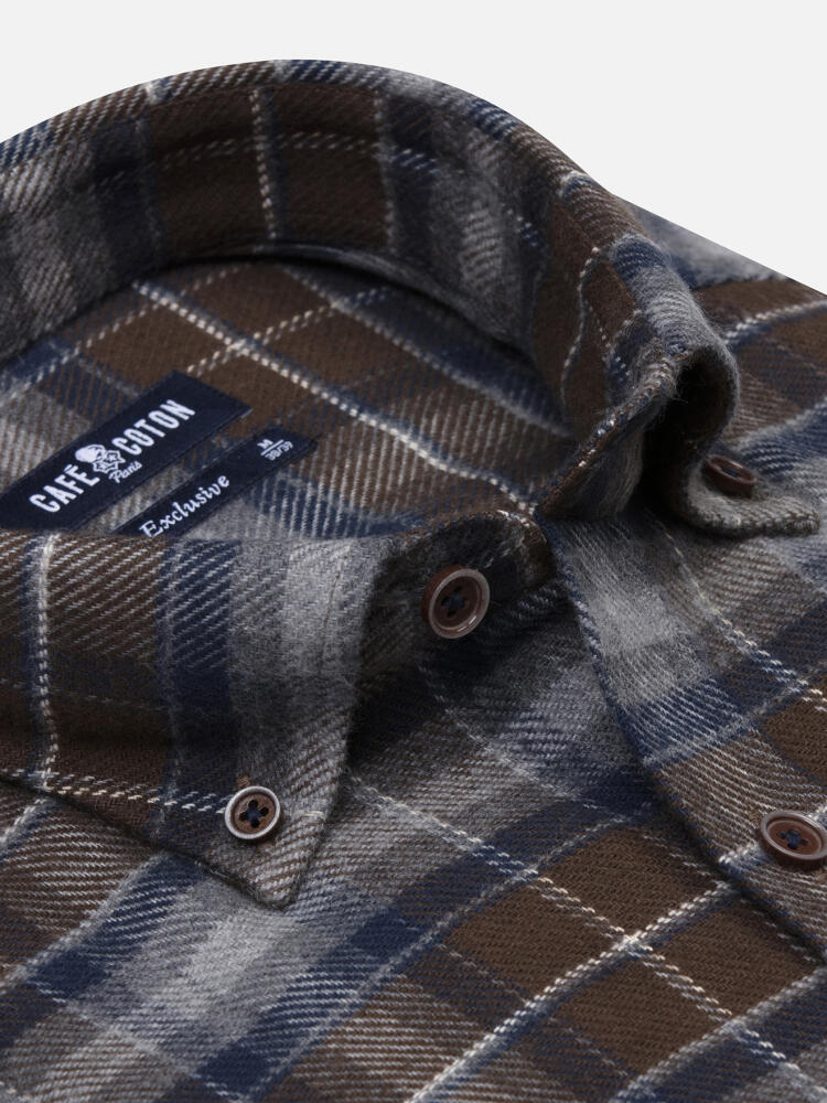 Ewan wit visgraat overhemd - Button down Kraag