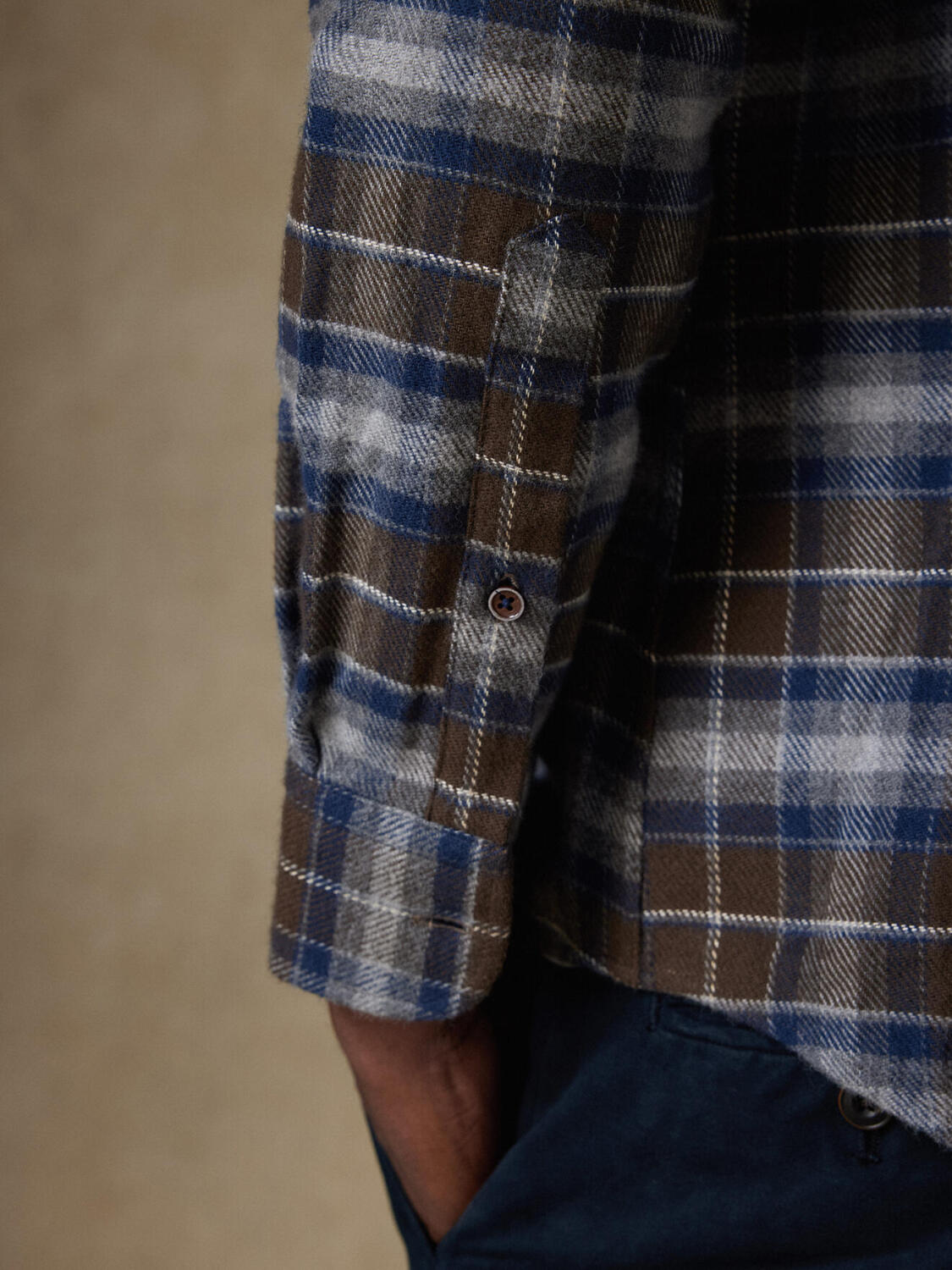 Ewan wit visgraat overhemd - Button down Kraag