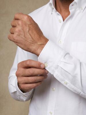 Fergus Wit Twill Overhemd - Button-down kraag