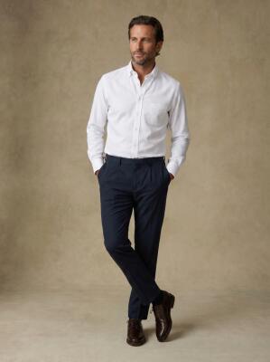 Fergus Wit Twill Overhemd - Button-down kraag