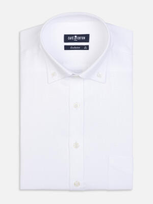 Fergus Wit Twill Overhemd - Button-down kraag
