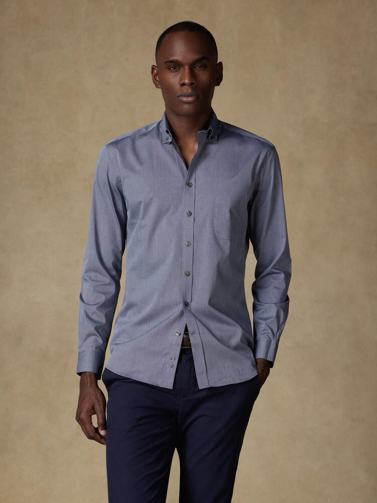 Chemise en fil à fil grise - Col Boutonné