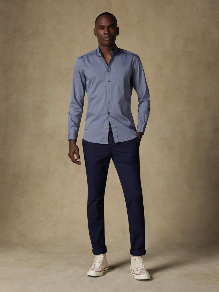 Chemise en fil à fil grise - Col Boutonné