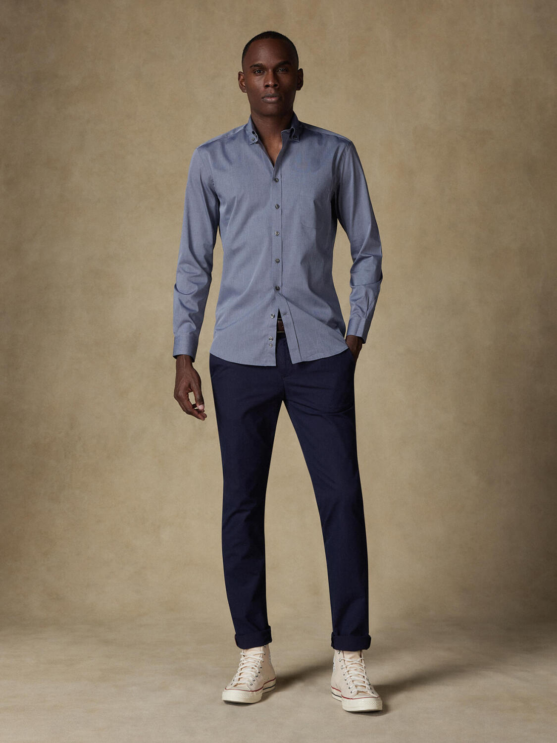 Grijs overhemd van draad tot draad - Button-down kraag