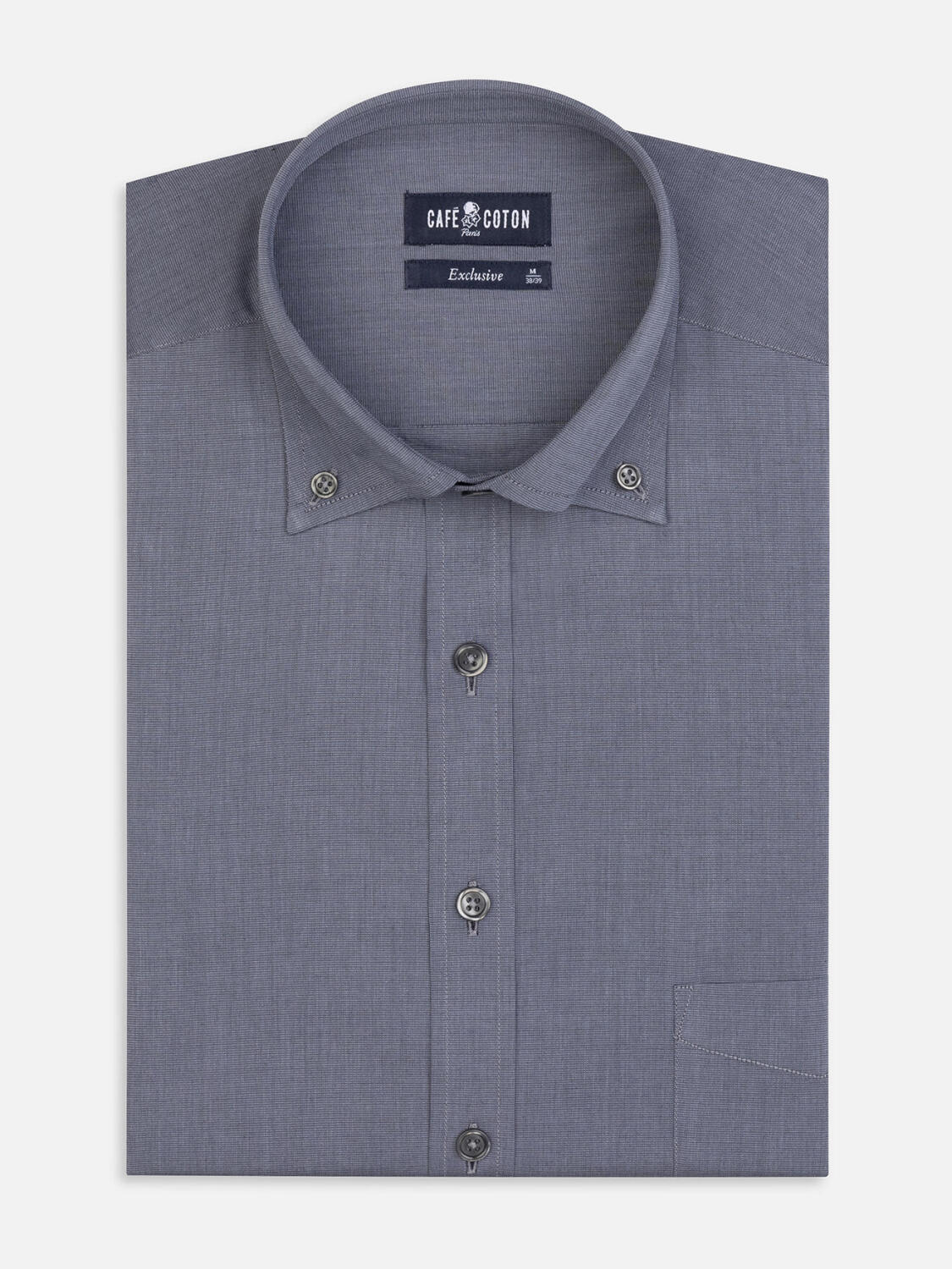 Grijs overhemd van draad tot draad - Button-down kraag