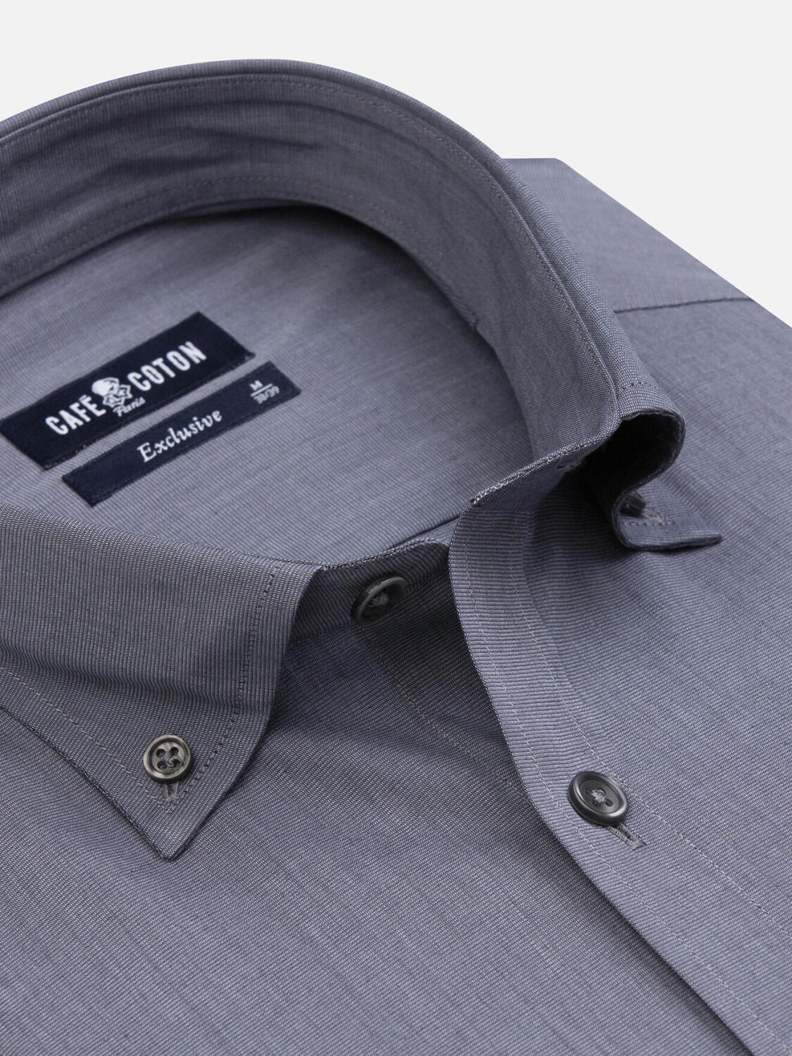 Grijs overhemd van draad tot draad - Button-down kraag