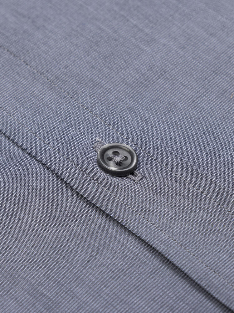Chemise en fil à fil grise - Col Boutonné