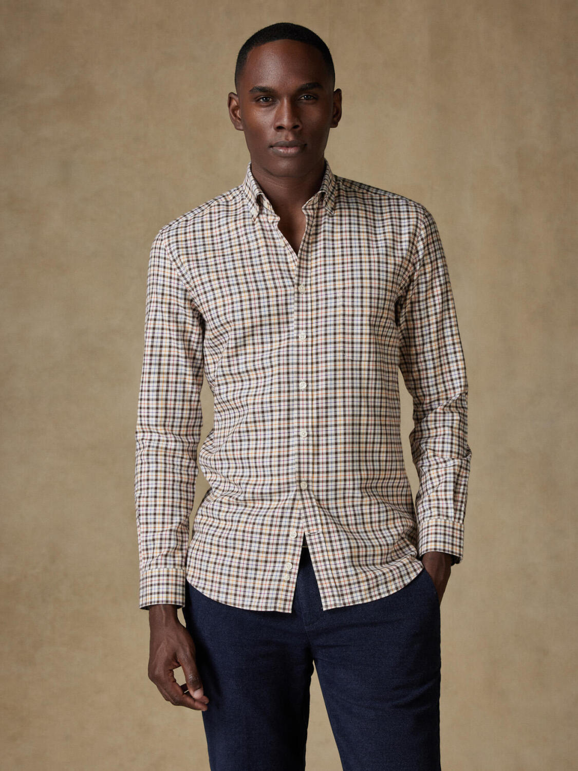 Overhemd Finch Bruin Ruit Flanel - Button-down kraag