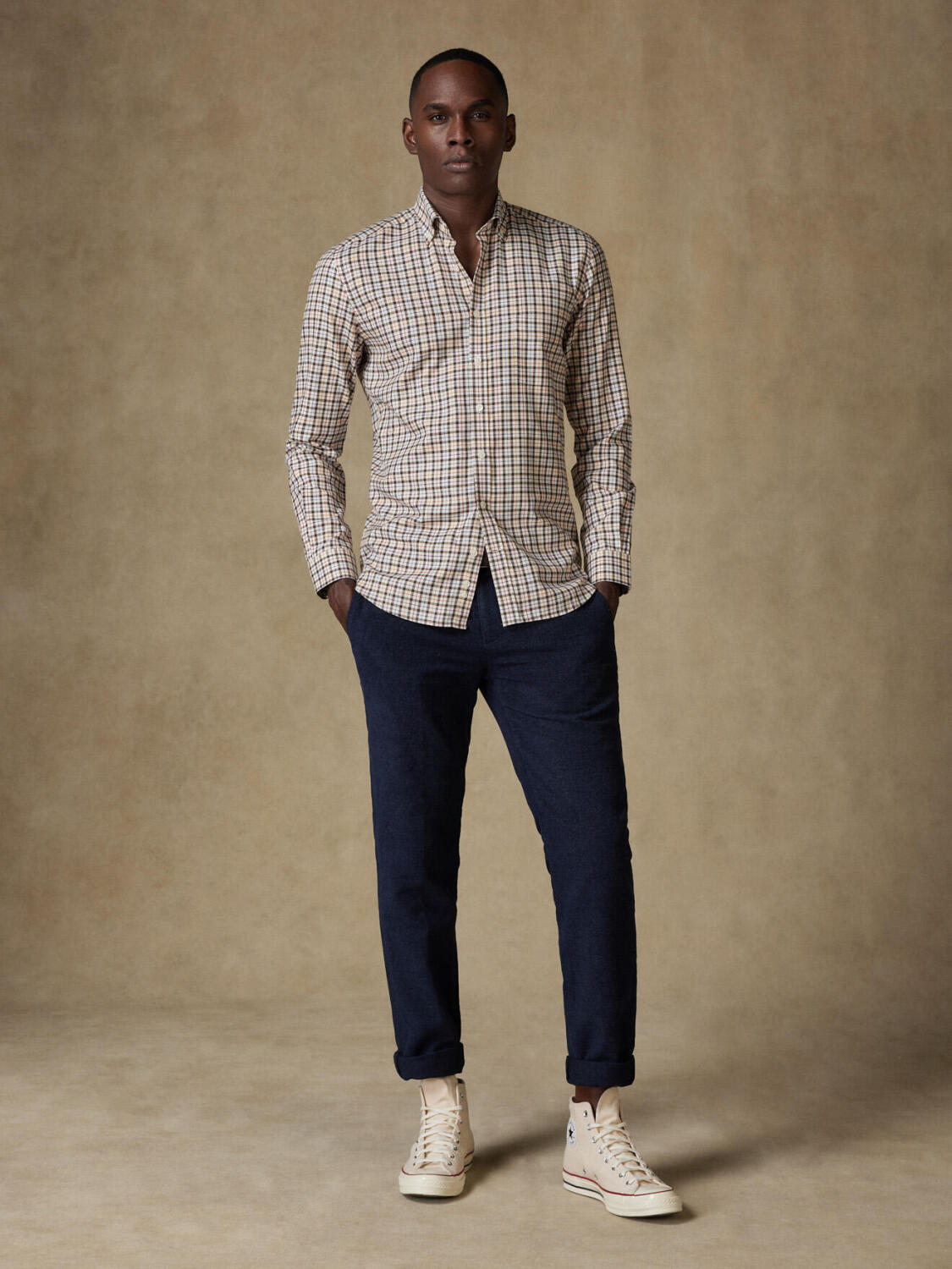 Overhemd Finch Bruin Ruit Flanel - Button-down kraag