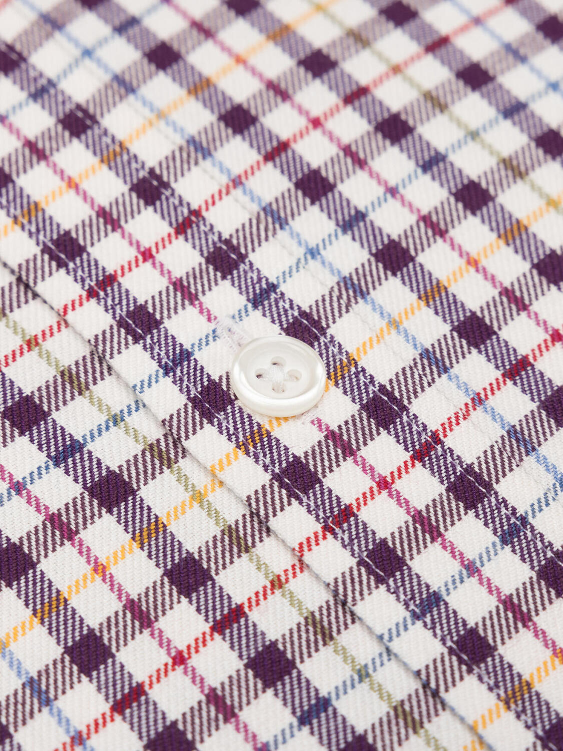 Camicia Finch in flanella a quadri viola - Colletto abbottonato
