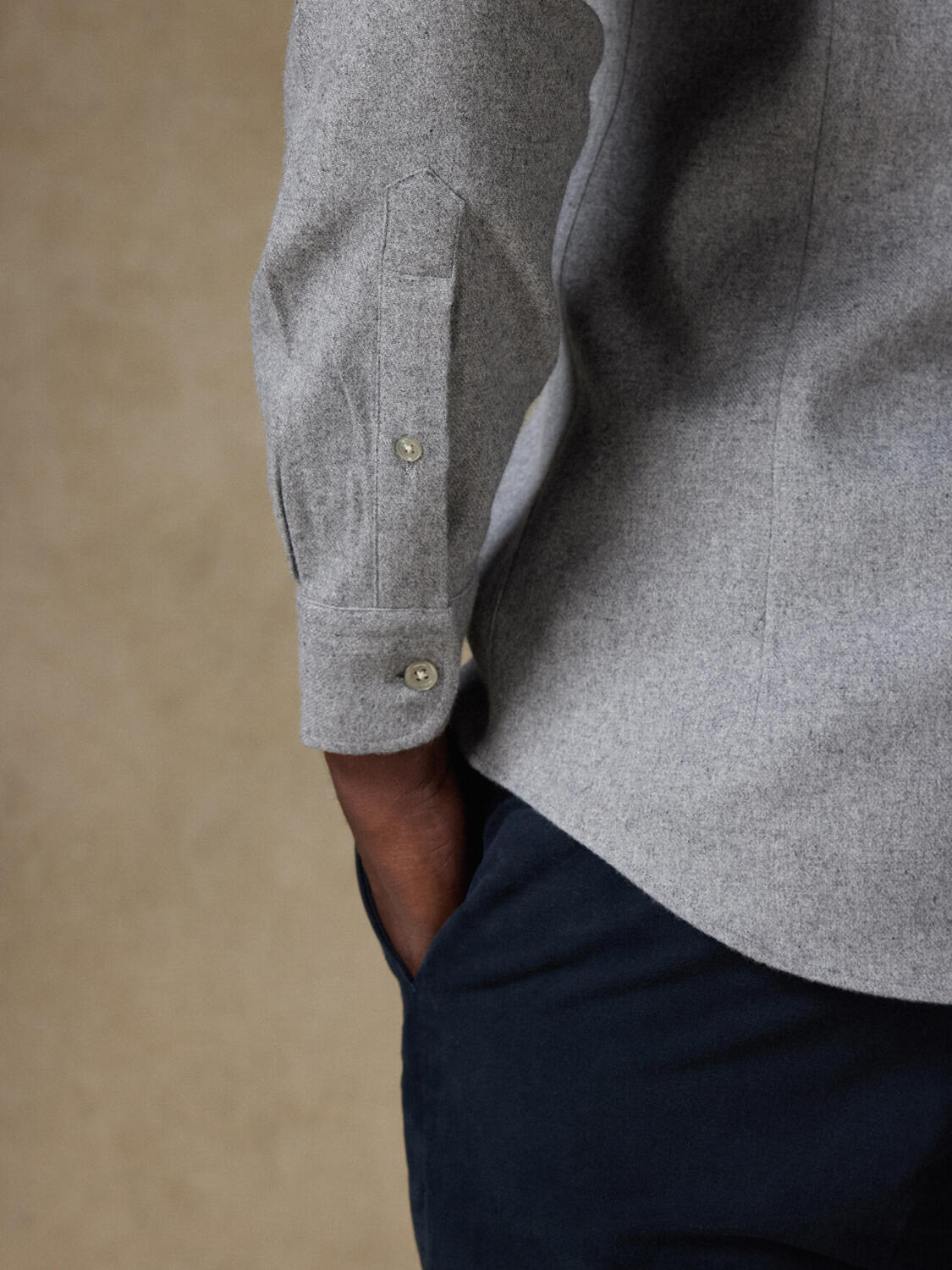 Gareth graues Flanellhemd - Recycelte Baumwolle - Button down Kragen