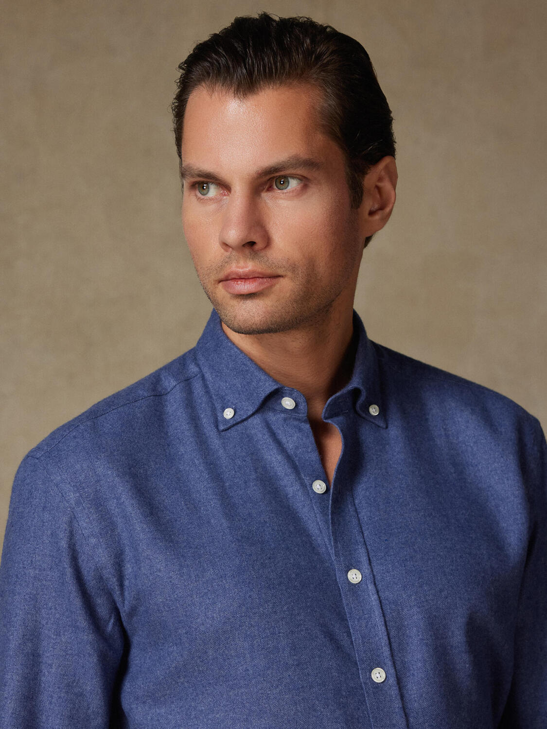 Camisa Garett franela azul - Algod&oacute;n reciclado - Con botones