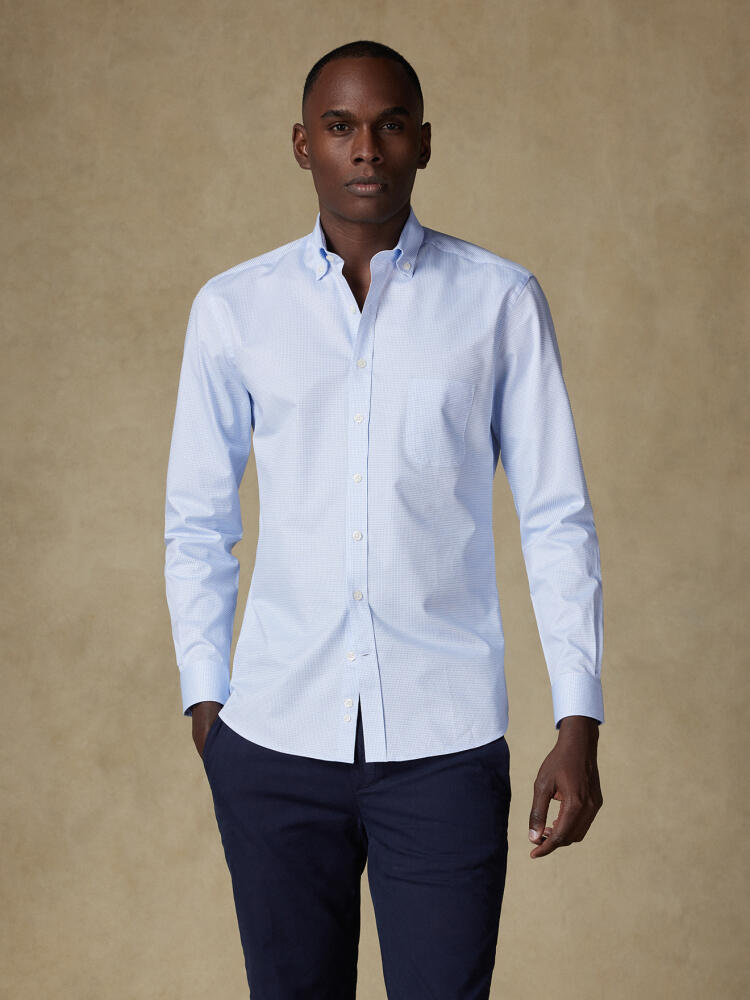 Gill shirt with sky blue checkered   - Button down collar